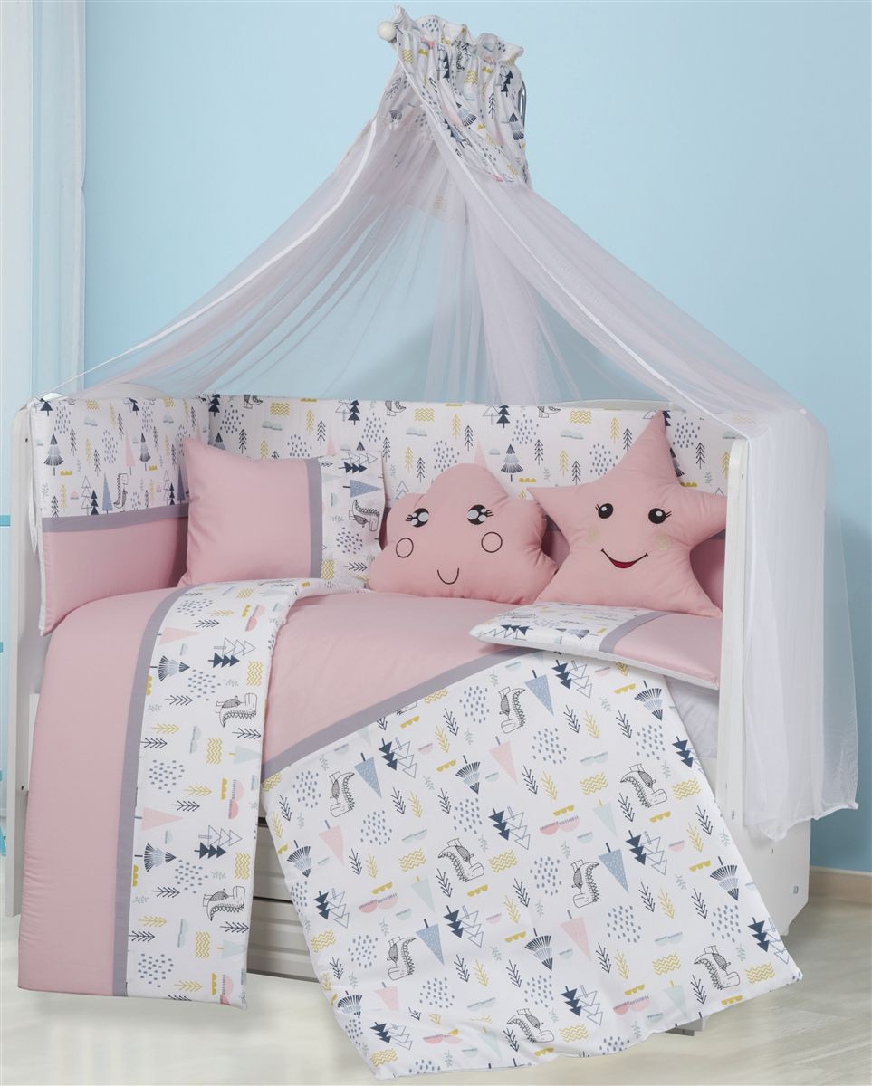 Προίκα Μωρού Εμπριμέ Σετ 9 τεμ bebe Forest 12 White-Pin