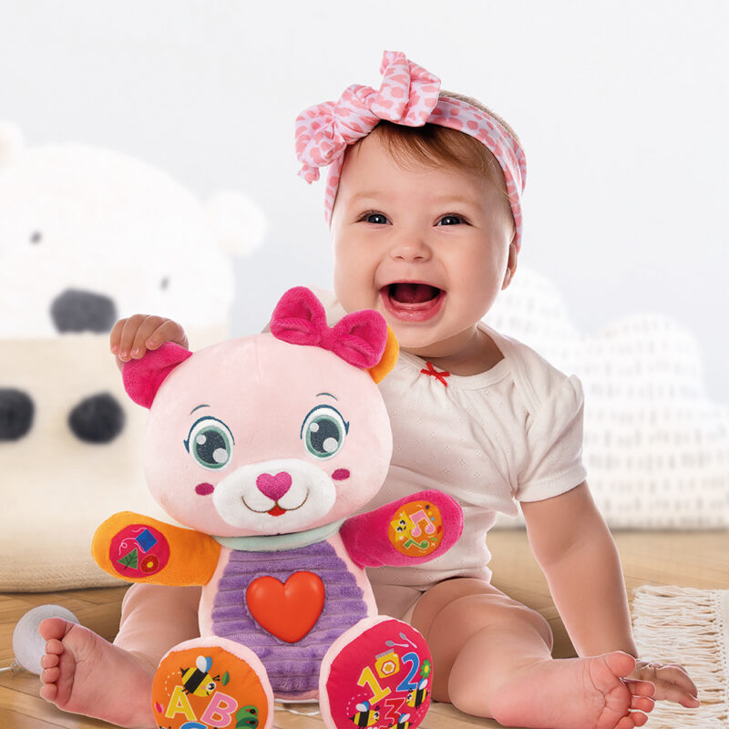 Adorable,Laughing,Little,Baby,Girl,In,White,Body,,Hair,Bow 4892852