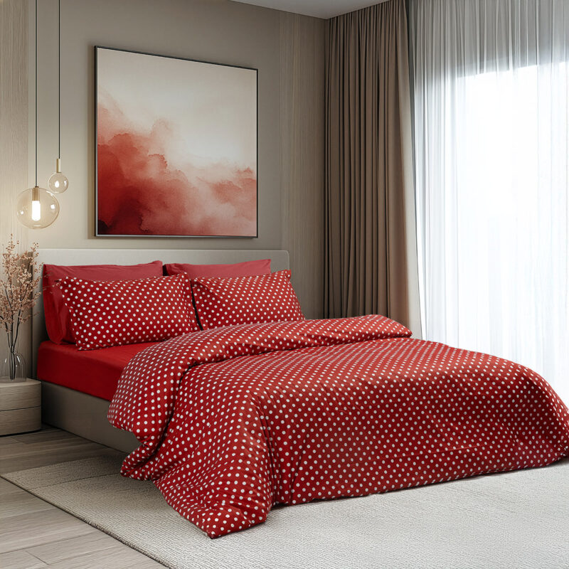 Beauty Home Σετ πάπλωμα υπέρδιπλο Art 10101 Fancy 220×240 Κόκκινο 5767694