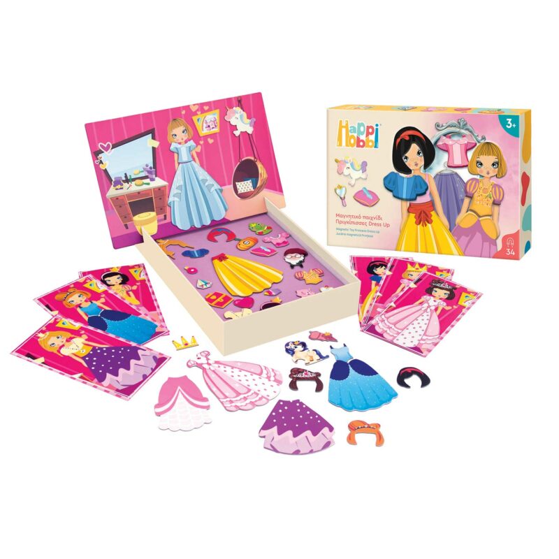 HappiHobbi Πριγκίπισσες Dress Up 34 Εκπαιδευτικοί Χάρτινοι Μαγνήτες Για 3+ Χρονών 5683921