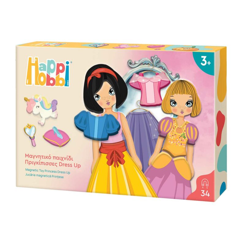 HappiHobbi Πριγκίπισσες Dress Up 34 Εκπαιδευτικοί Χάρτινοι Μαγνήτες Για 3+ Χρονών 5683922