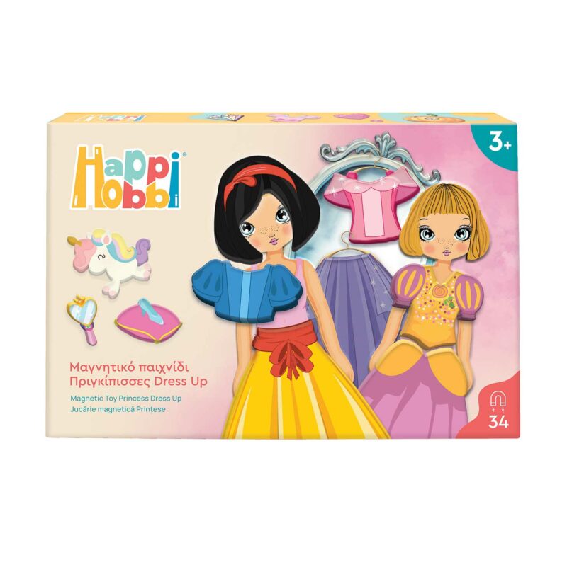HappiHobbi Πριγκίπισσες Dress Up 34 Εκπαιδευτικοί Χάρτινοι Μαγνήτες Για 3+ Χρονών 5683919