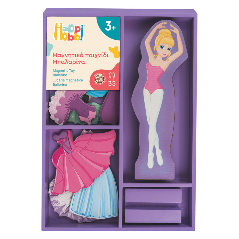 HappiHobbi Magnet Sweet Ballerina Dress-Up 35 Εκπαιδευτικοί Ξύλινοι Μαγνήτες Για 3+ Χρονών 4831452