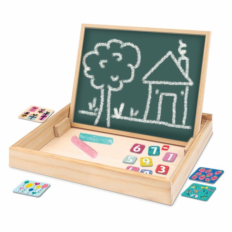 HappiHobbi Magnet Ξύλινος Μαγνητικός Επιτραπέζιος Πίνακας 2 Όψεων Με 35 Εκπαιδευτικούς Μαγνήτες Για 5684521