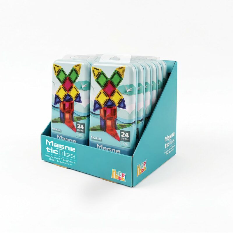 HappiHobbi Μαγνητικά Τουβλάκια Travel Set 24 τμχ Για 3+ Ετών 5661153