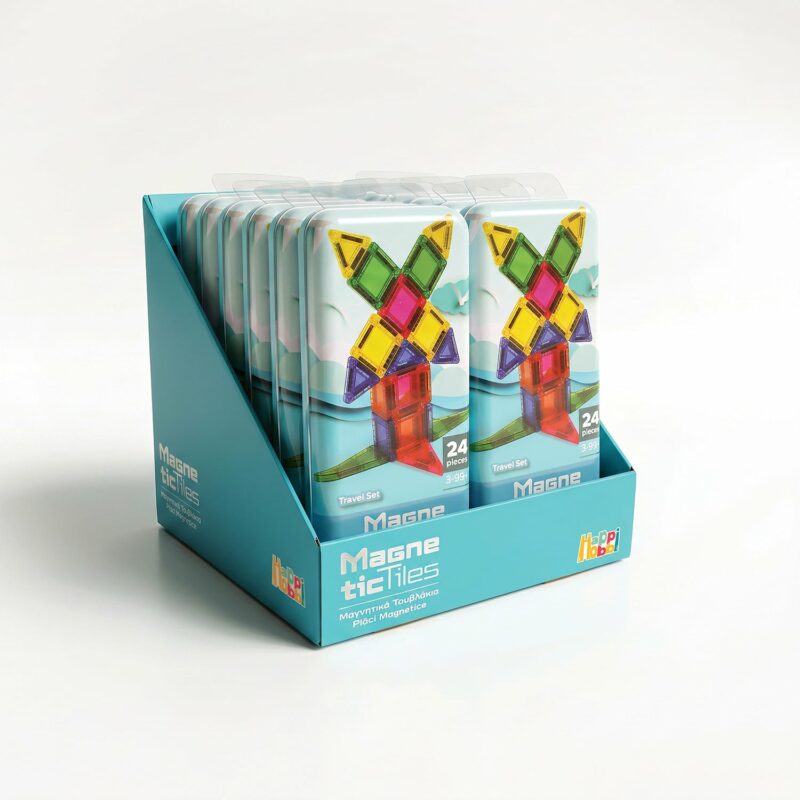 HappiHobbi Μαγνητικά Τουβλάκια Travel Set 24 τμχ Για 3+ Ετών 5661152