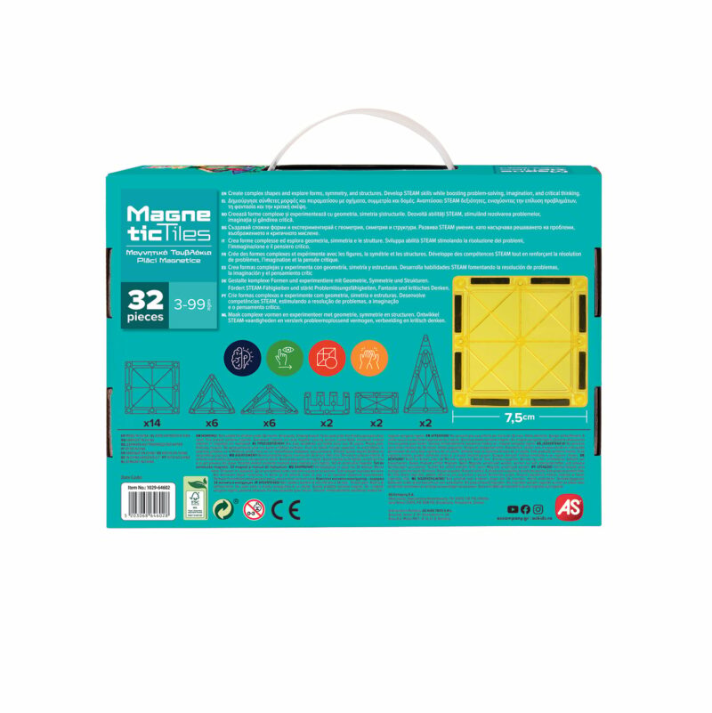 HappiHobbi Μαγνητικά Τουβλάκια Classic Set 32 τμχ Για 3+ Ετών 5661071