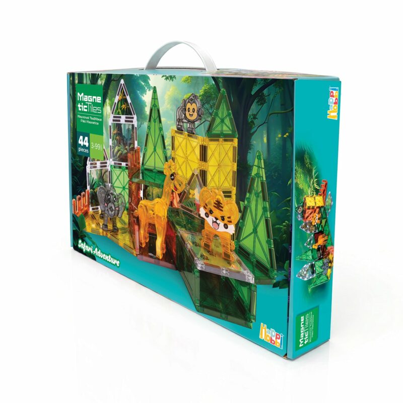 HappiHobbi Μαγνητικά Τουβλάκια Safari Adventure 44 τμχ Για 3+ Ετών 5661392