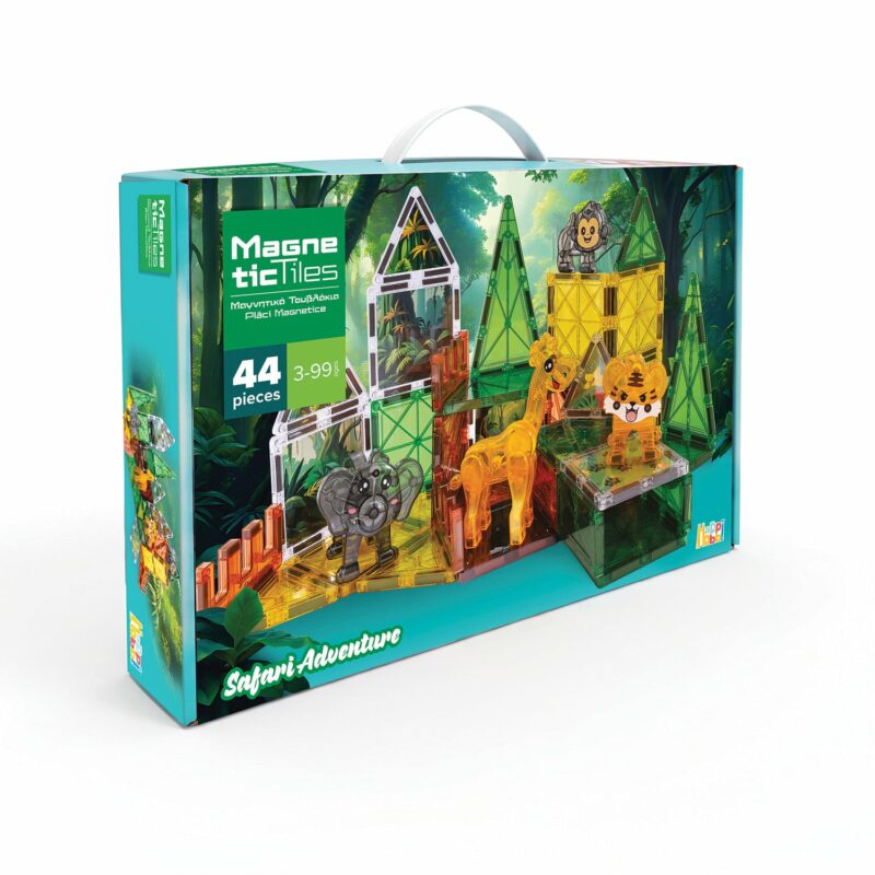 HappiHobbi Μαγνητικά Τουβλάκια Safari Adventure 44 τμχ Για 3+ Ετών 5661391
