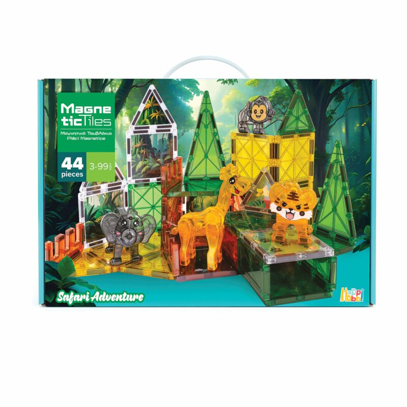 HappiHobbi Μαγνητικά Τουβλάκια Safari Adventure 44 τμχ Για 3+ Ετών 5661389