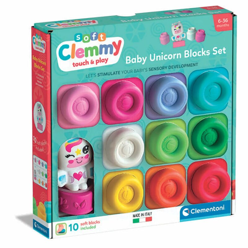 Soft Clemmy Σετ 10 Μαλακά Τουβλάκια & Φιγουράκι Μονόκερος Για 3+ Ετών 5493466