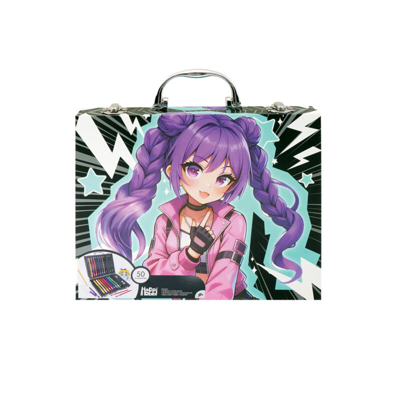 HappiHobbi Κασετίνα Ζωγραφικής Deluxe 50 Αξεσουάρ Manga Για 9+ Ετών 5857703