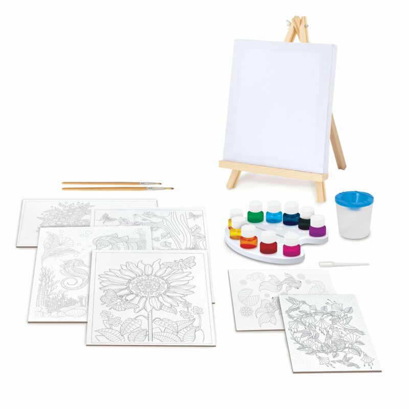 Εργαστήριο Ζωγραφικής Χρώματα Ακουαρέλας Σετ Ζωγραφικής Με Ξύλινο Καβαλέτο Για 7+ Χρονών