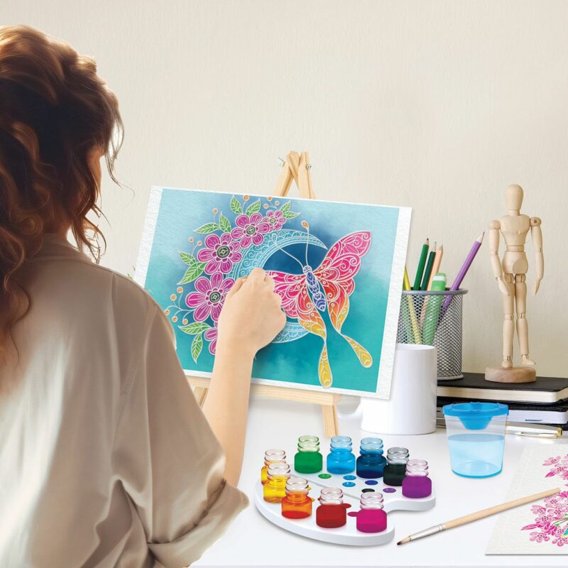 Λαμπάδα Εργαστήριο Ζωγραφικής Χρώματα Ακουαρέλας Σετ Ζωγραφικής Με Ξύλινο Καβαλέτο Για 7+ Χρονών