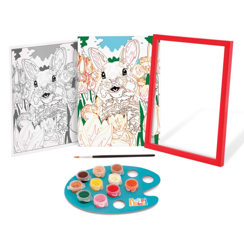HappiHobbi Paint & Frame | Paint by Numbers – Cheerful Bunny | Για Ηλικίες 8+ Χρονών 5683955