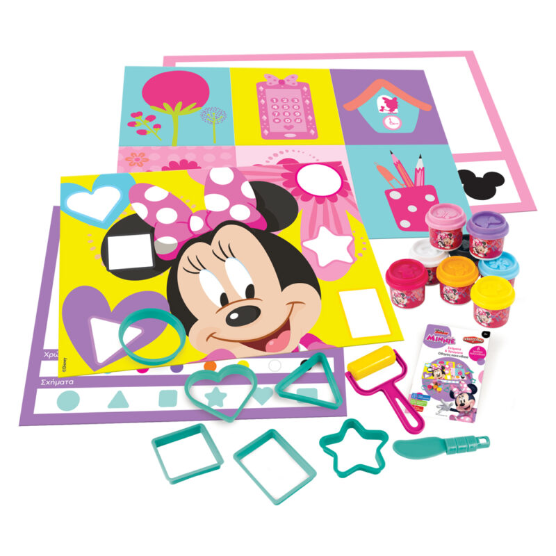 AS Πλαστελίνη Disney Minnie Μαθαίνω Τα Σχήματα Και Τα Χρώματα 8 Βαζάκια Με Καπάκια Καλουπάκια 224gr