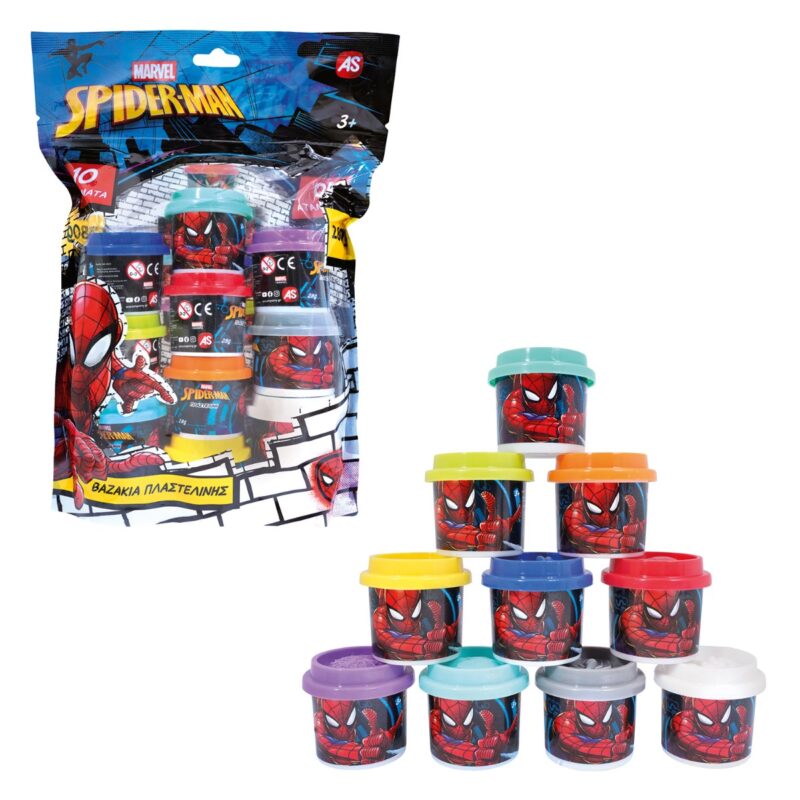 AS Πλαστελίνη Marvel Spiderman Σακουλάκι Με 10 Βαζάκια Και Καπάκια Καλουπάκια 280gr Για 3+ Χρονών 5684867