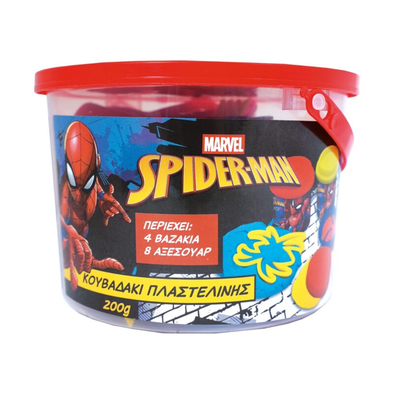 AS Πλαστελίνη Marvel Spiderman Κουβαδάκι Με 4 Βαζάκια Και 8 Εργαλεία 200g 3+ Χρονών 5684869