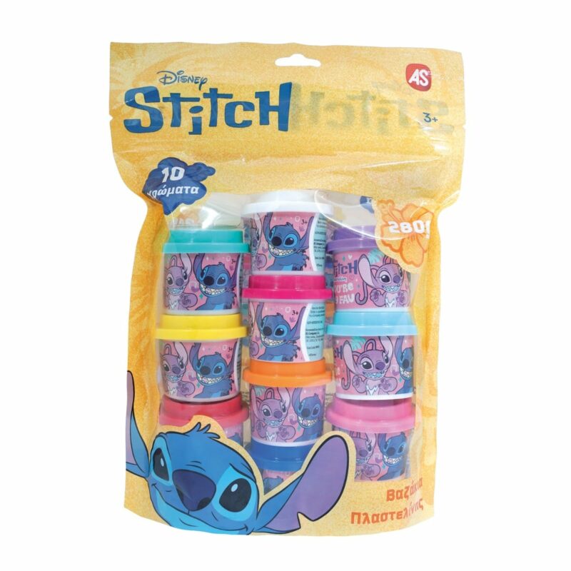 AS Πλαστελίνη Disney Stitch Σακουλάκι Με 10 Βαζάκια Και Καπάκια Καλουπάκια 280gr Για 3+ Χρονών 5855197