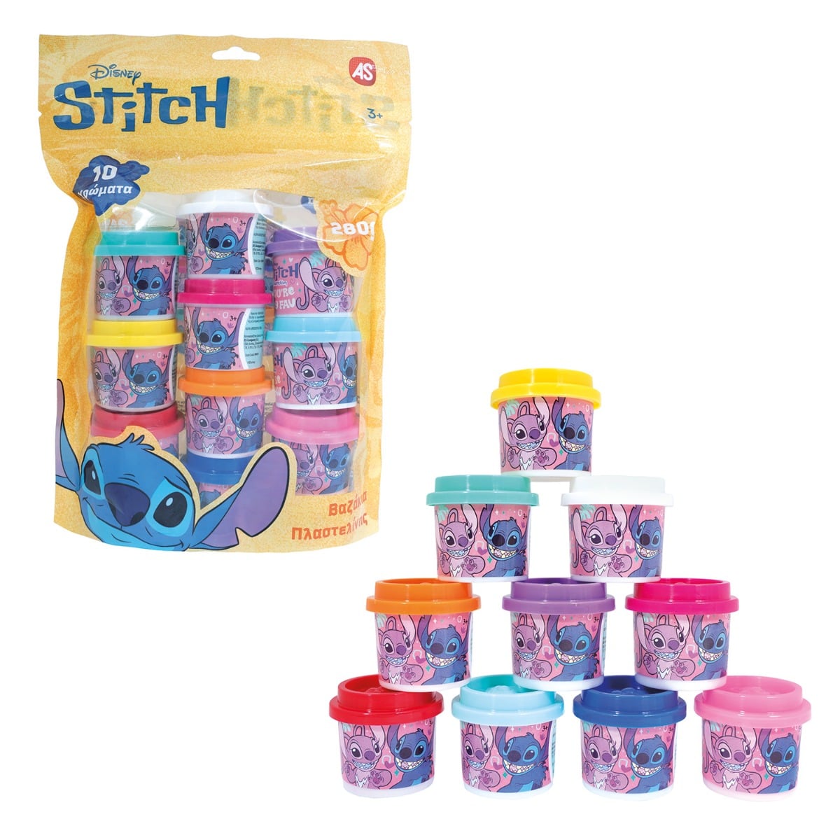 AS Πλαστελίνη Disney Stitch Σακουλάκι Με 10 Βαζάκια Και Καπάκια Καλουπάκια 280gr Για 3+ Χρονών - Image 5