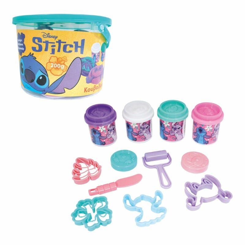 AS Πλαστελίνη Disney Stitch Κουβαδάκι Με 4 Βαζάκια Και 8 Εργαλεία 200g 3+ Χρονών 5855203