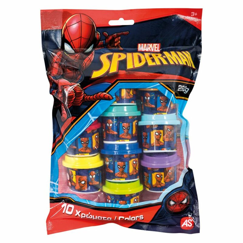 AS Πλαστελίνη Marvel Spiderman Σακουλάκι Με 10 Βαζάκια Και Καπάκια Καλουπάκια 280gr Για 3+ Χρονών