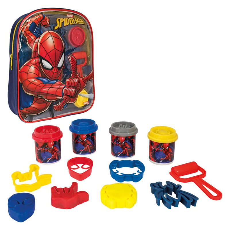 AS Πλαστελίνη Marvel Spiderman Τσάντα Πλάτης Με 4 Βαζάκια – Καπάκια Καλουπάκια Και 5 Εργαλεία 200gr 5653912
