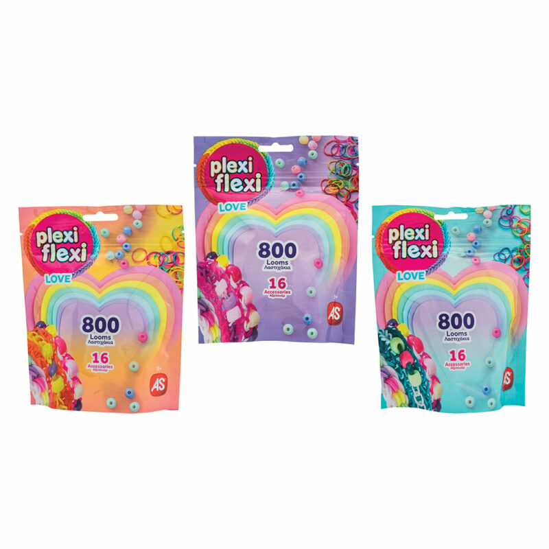 AS Plexi Flexi Love Σακουλάκι Με 800 Λαστιχάκια & 16 Αξεσουάρ Για Ηλικίες 5+ Χρονών 5556682