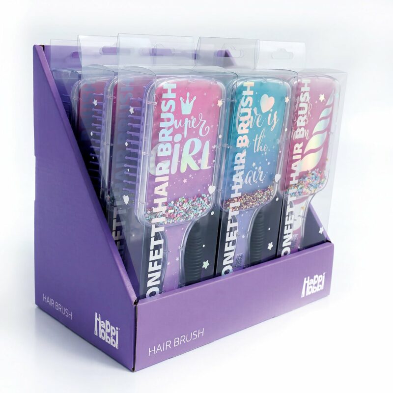 HappiHobbi Βούρτσα Μαλλιών Confetti Sparkle Love σε 3 Σχέδια Για 6+ Ετών 5786750