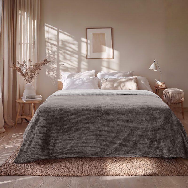 Beauty Home Κουβέρτα υπέρδιπλη διπλής όψεως Art 11601 Jacquard fleece 700gsm Fiesta Plus 220×240 Ανθρακί 5960802