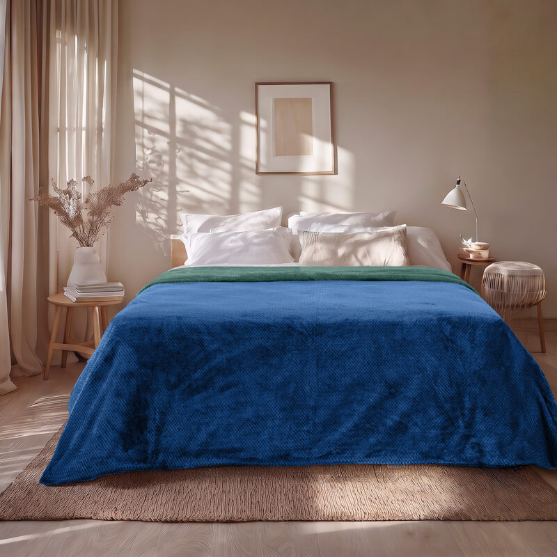 Beauty Home Κουβέρτα υπέρδιπλη διπλής όψεως Art 11601 Jacquard fleece 700gsm Fiesta Plus 220×240 Μπλε 5960806