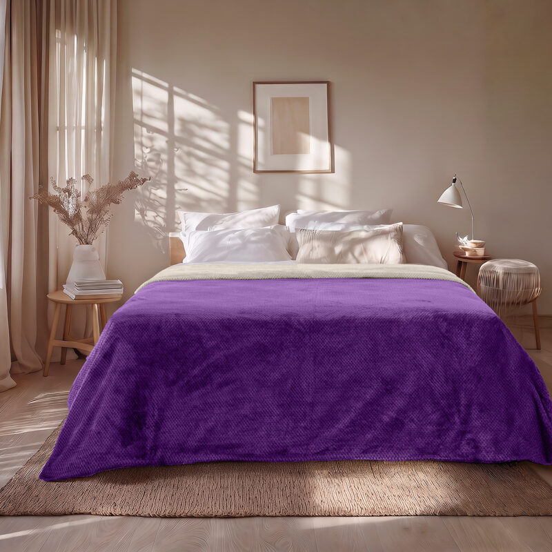 Beauty Home Κουβέρτα υπέρδιπλη διπλής όψεως Art 11601 Jacquard fleece 700gsm Fiesta Plus 220×240 Εκρού 5960814