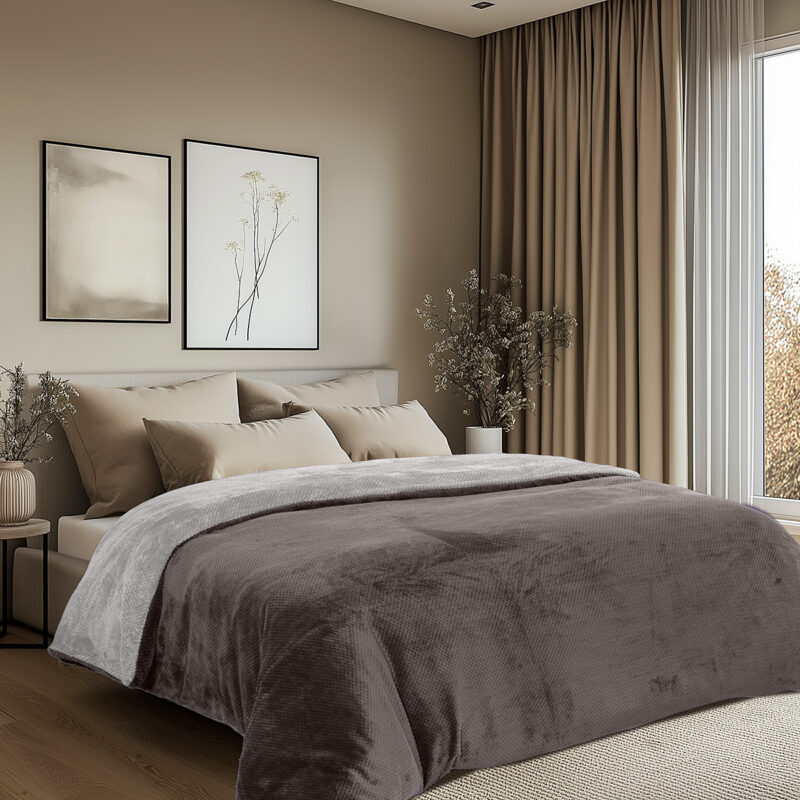 Beauty Home Παπλωματοθήκη υπέρδιπλη διπλής όψεως Art 11602 Jacquard fleece 700gsm Fiesta Plus 220×240 Ανθρακί 5960826