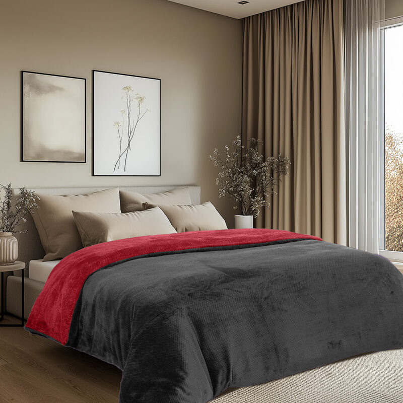 Beauty Home Παπλωματοθήκη υπέρδιπλη διπλής όψεως Art 11602 Jacquard fleece 700gsm Fiesta Plus 220×240 Μαύρο 5960834