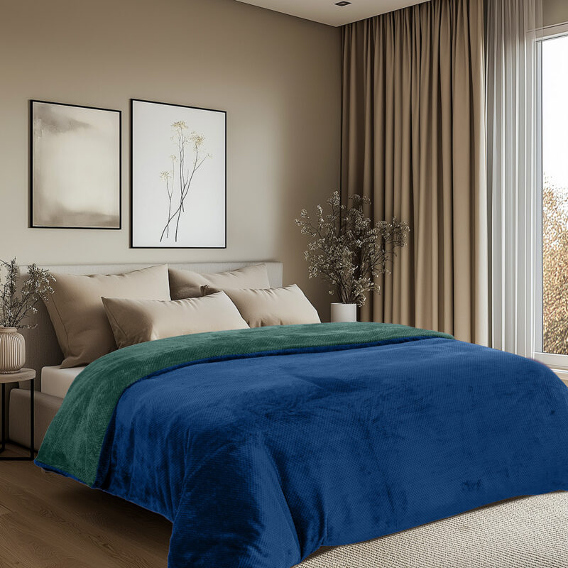 Beauty Home Παπλωματοθήκη υπέρδιπλη διπλής όψεως Art 11602 Jacquard fleece 700gsm Fiesta Plus 220×240 Μπλε 5960830