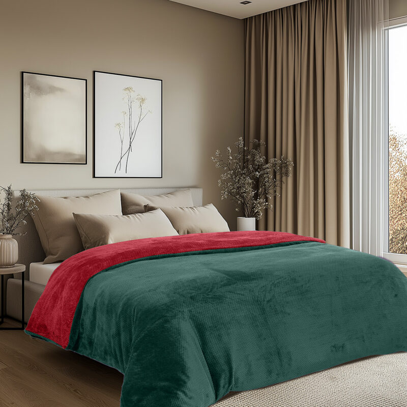 Beauty Home Παπλωματοθήκη υπέρδιπλη διπλής όψεως Art 11602 Jacquard fleece 700gsm Fiesta Plus 220×240 Πράσινο 5960842