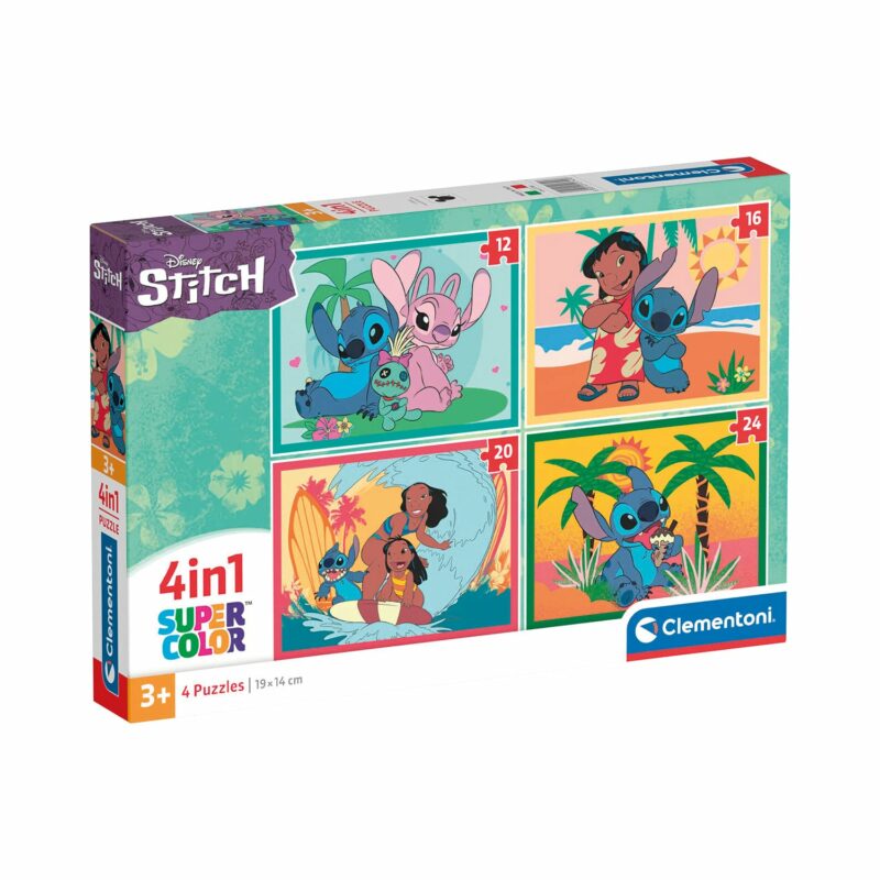 Clementoni Παιδικό Παζλ 4 in 1 Super Color Disney Stitch 12-16-20-24 τμχ 5684363