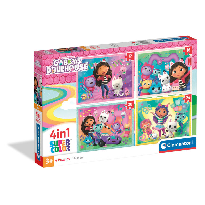 Clementoni Παιδικό Παζλ 4 in 1 Super Color Gabby’s Dolhouse 12-16-20-24 τμχ 5010147