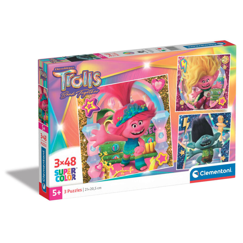 Clementoni Παζλ 3X48 Super Color Trolls 3 5424094