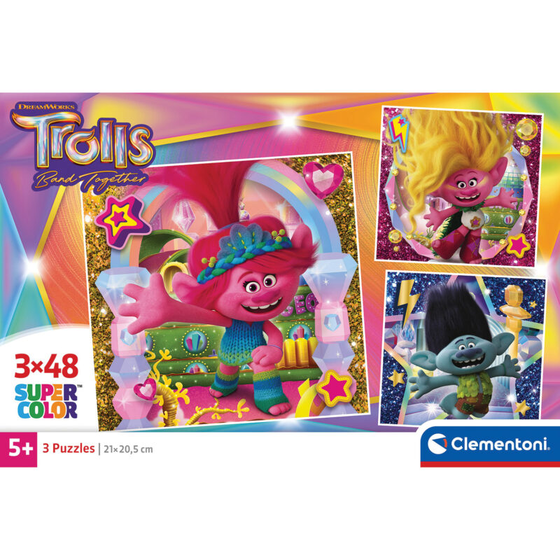 Clementoni Παζλ 3X48 Super Color Trolls 3 5424096