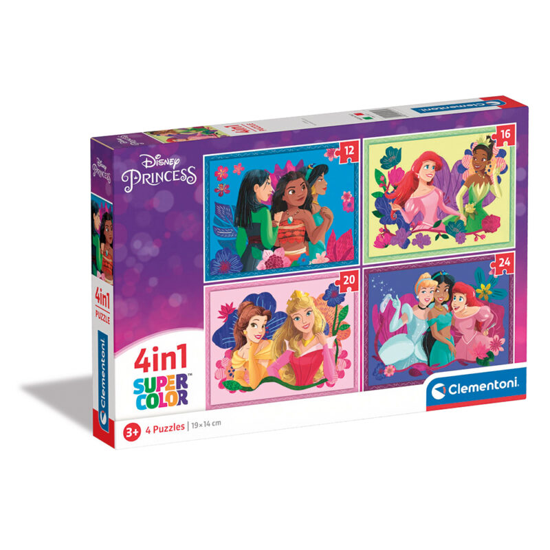 Clementoni Παιδικό Παζλ 4 in 1 Supercolor Disney Πριγκίπισσες 12-16-20-24 τμχ