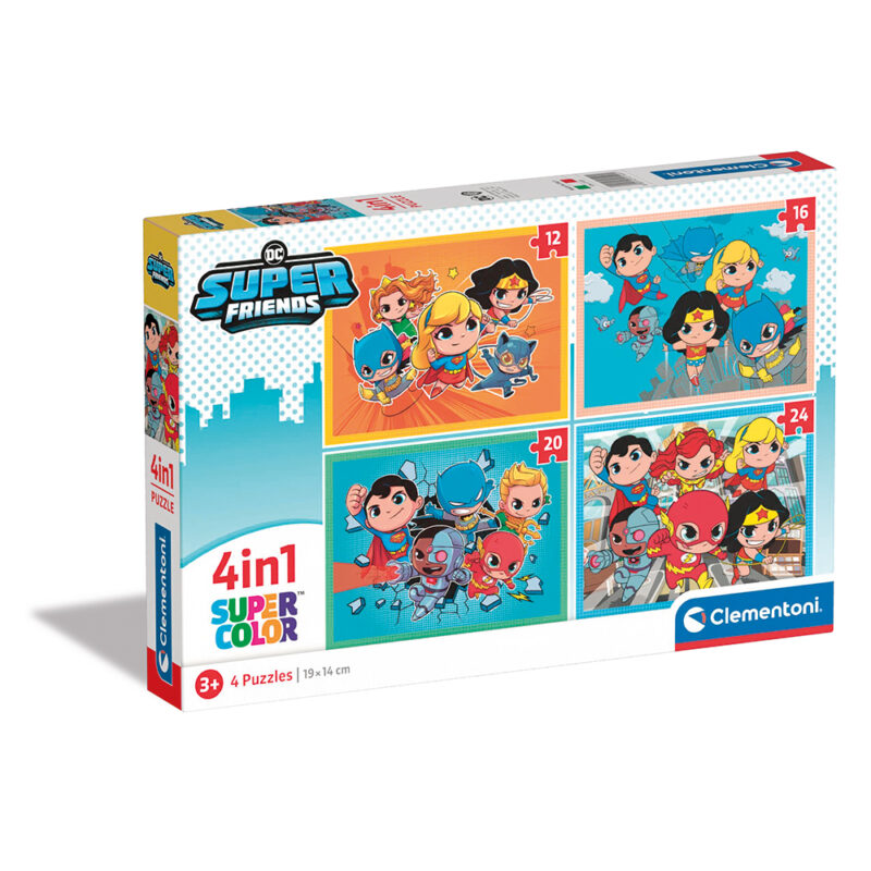 Clementoni Παιδικό Παζλ 4 in 1 Supercolor DC Comics Super Friends 12-16-20-24 τμχ