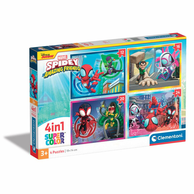 Clementoni Παιδικό Παζλ 4 in 1 Super Color Marvel Spidey Και Οι Απίθανοι Φίλοι Του 12-16-20-24 τμχ 5582241
