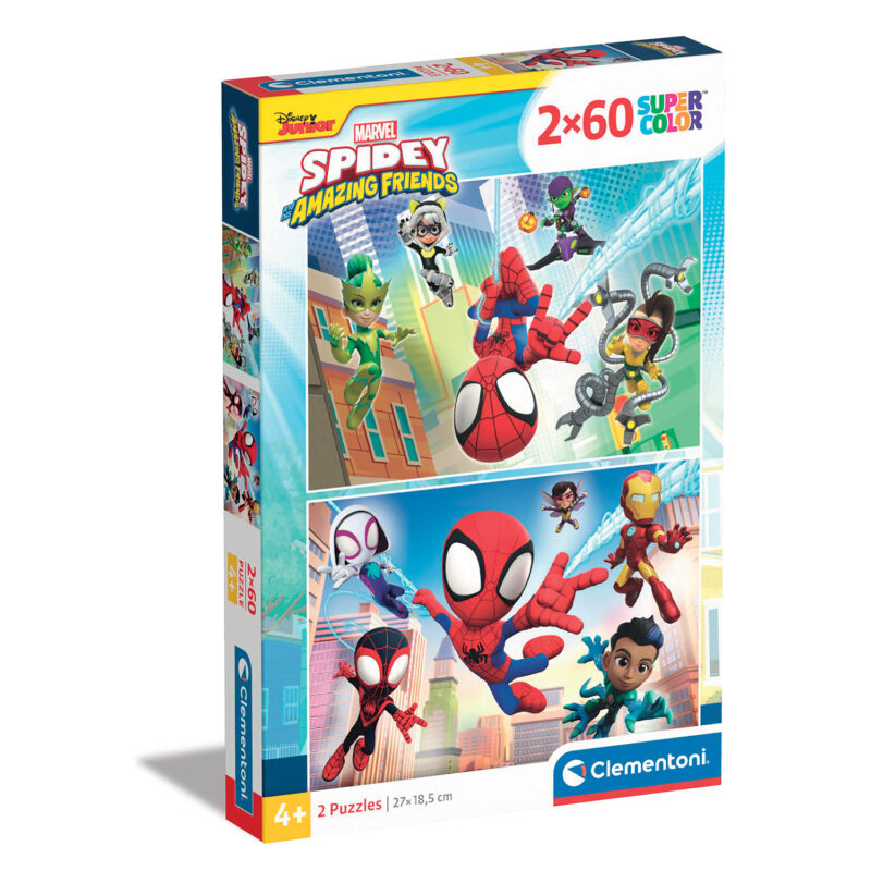 Clementoni Παιδικό Παζλ Super Color Marvel Spidey Και Οι Απίθανοι Φίλοι Του 2x60 τμχ