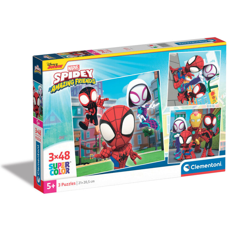 Clementoni Παιδικό Παζλ Super Color Marvel Spidey Και Οι Απίθανοι Φίλοι Του 3x48 τμχ