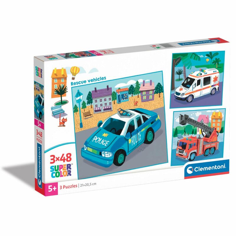 Clementoni Παιδικό Παζλ Super Color Rescue Vehicles 3×48 τμχ 5772259