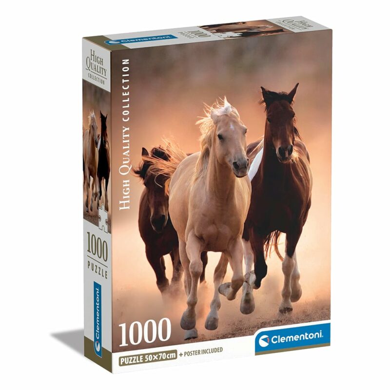 Clementoni Παζλ High Quality Collection Άλογα 1000 τμχ – Compact Box 5582812