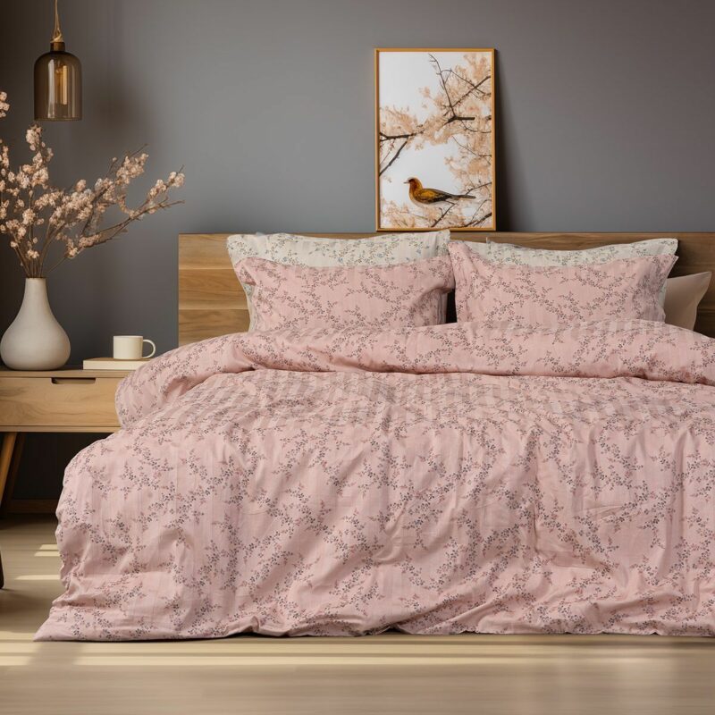 Beauty Home Σετ σεντόνια υπέρδιπλα με λάστιχο Art 12214 Flora 100% Βαμβακοσατέν 300tc 170×200+30 Σομόν 5776921