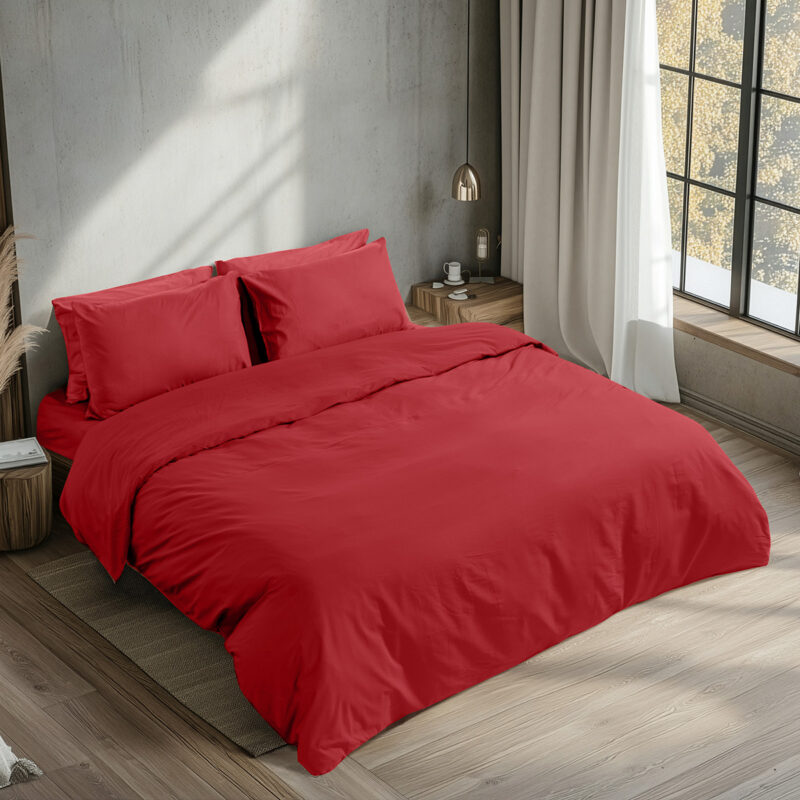 Beauty Home Σεντόνι υπέρδιπλο με λάστιχο Prime Art 1230 170×200+35 Κόκκινο 5769752