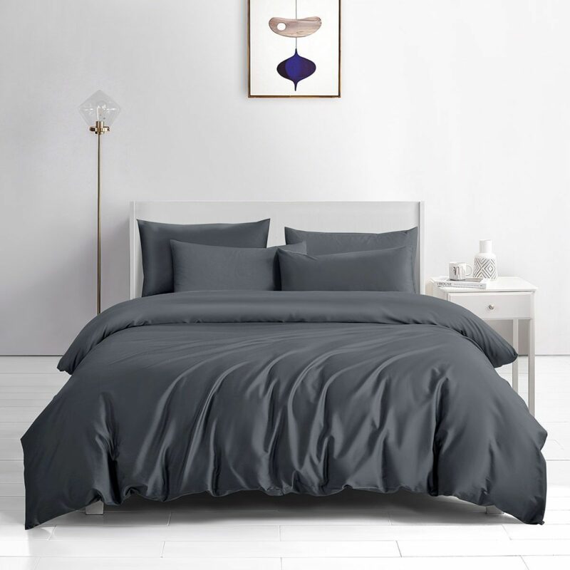 Beauty Home Σετ σεντόνια υπέρδιπλα με λάστιχο Bamboo 300tc Art 12350 Midnight Charm 170×200+35 Ανθρακί 4677228